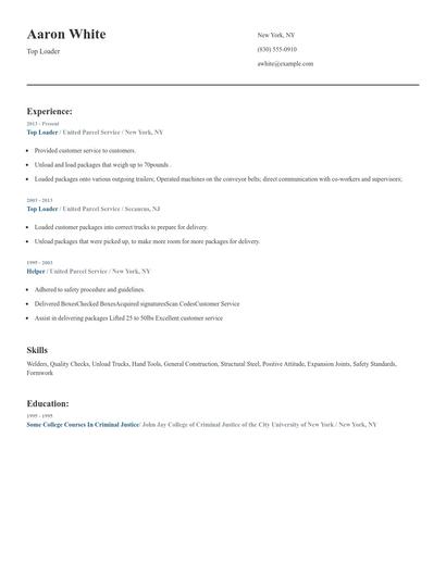 Top Loader Resume