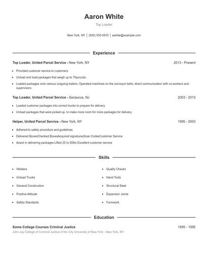 Top Loader Resume