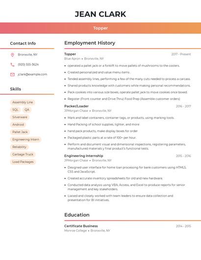 Topper Resume