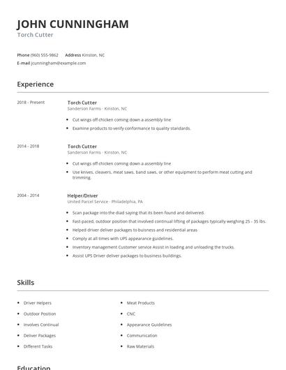 Torch Cutter Resume