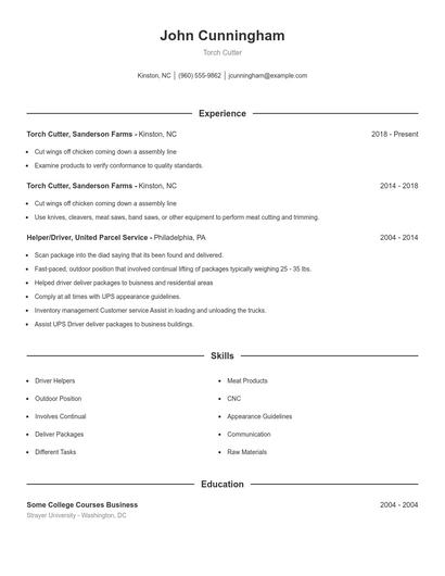 Torch Cutter Resume