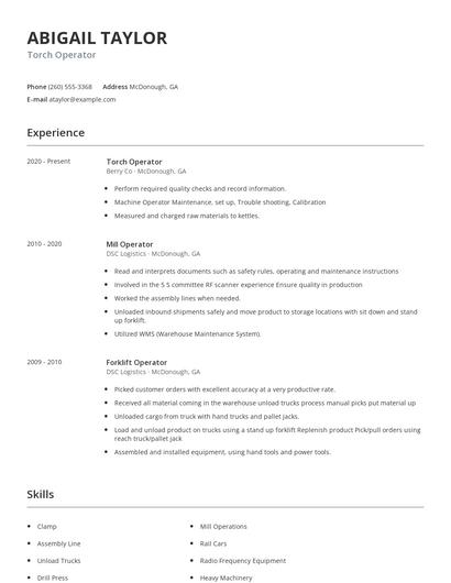 Torch Operator Resume