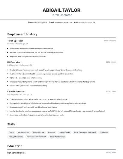 Torch Operator Resume