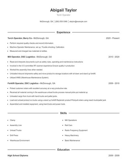 Torch Operator Resume