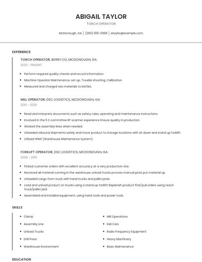 Torch Operator Resume