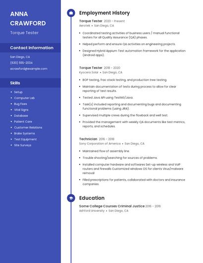 Torque Tester Resume