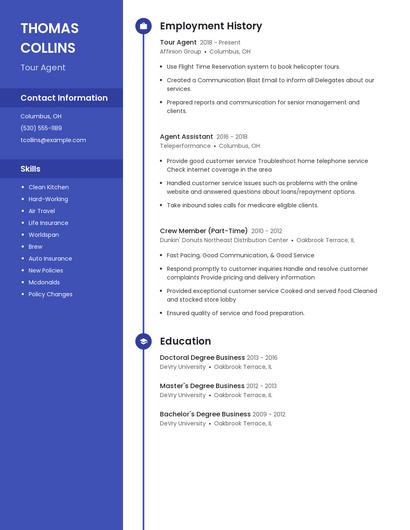 Tour Agent Resume