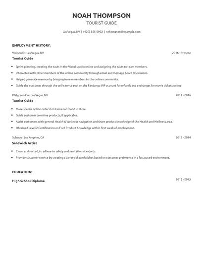 Tourist Guide Resume