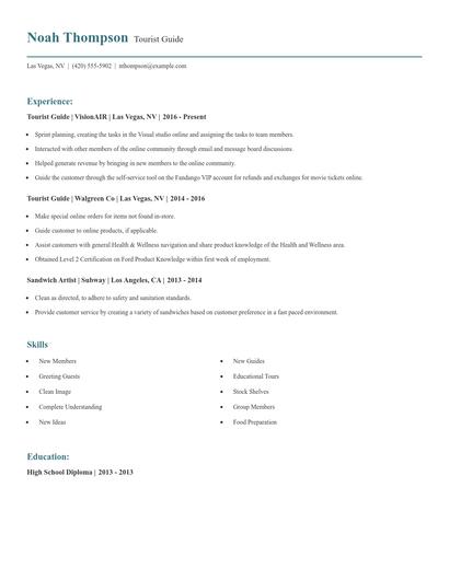 Tourist Guide Resume