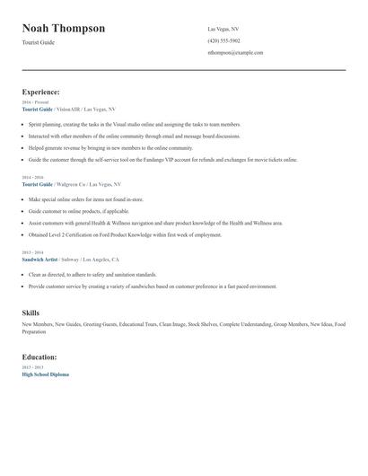 Tourist Guide Resume