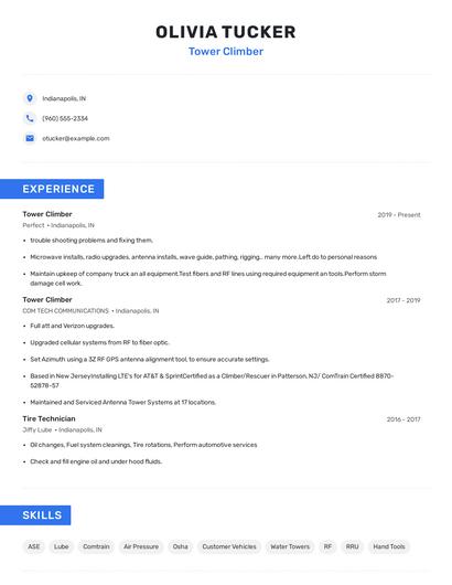 Tower Climber Resume