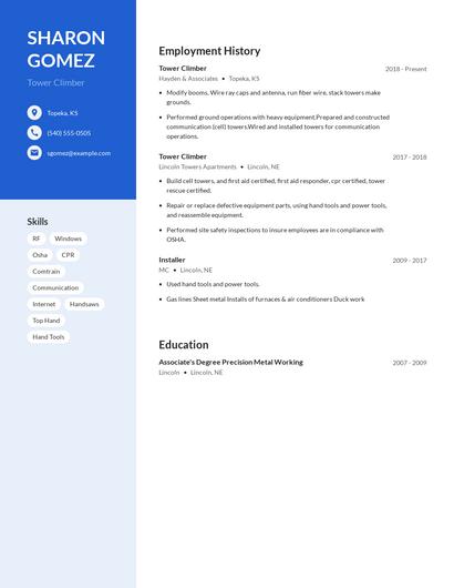 Tower Climber Resume