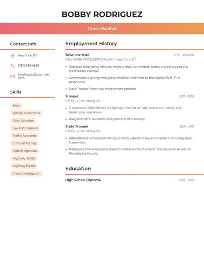 Town Marshal Resume