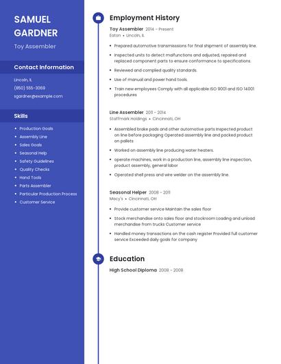 Toy Assembler Resume