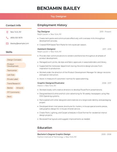 Toy Designer Resume