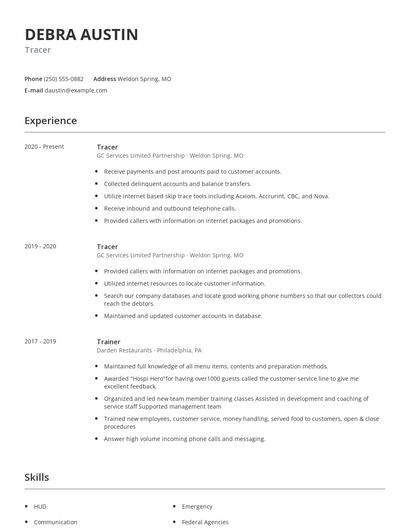 Tracer Resume