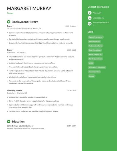 Tracer Resume