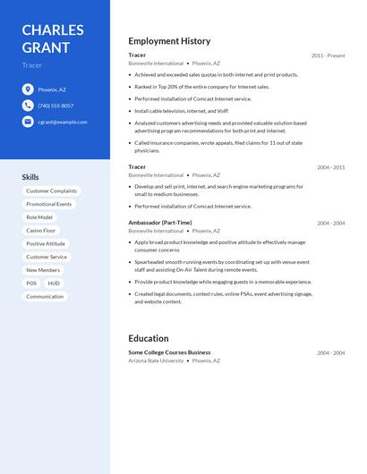 Tracer Resume