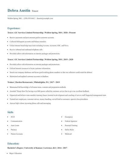 Tracer Resume