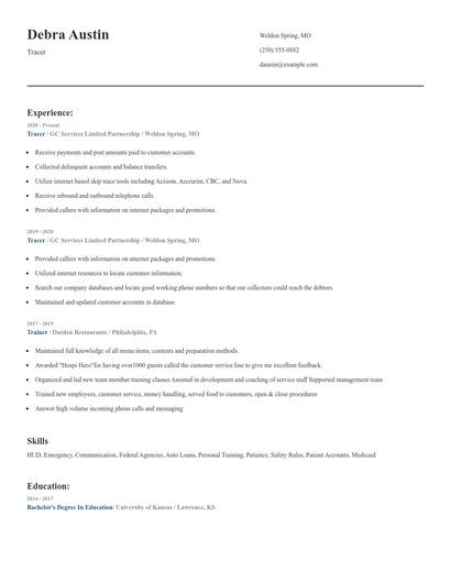 Tracer Resume