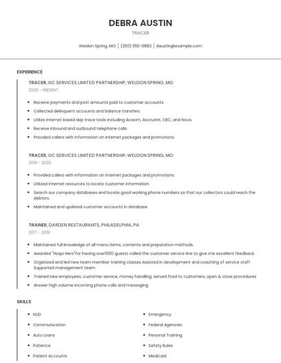 Tracer Resume