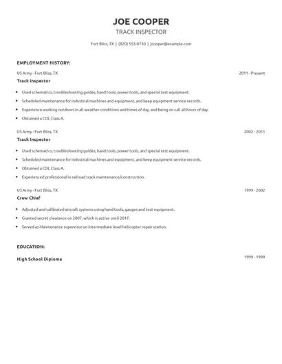 Track Inspector Resume