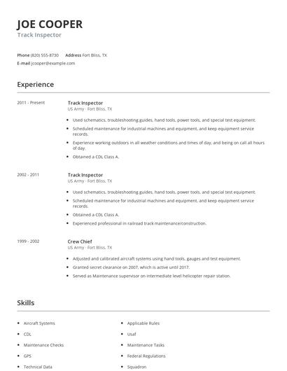 Track Inspector Resume