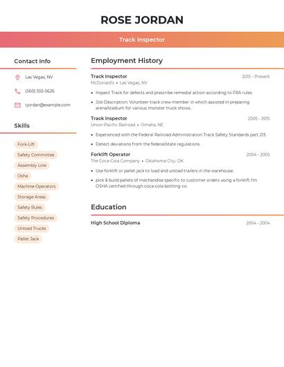Track Inspector Resume