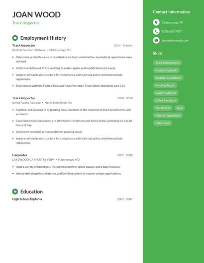 Track Inspector Resume