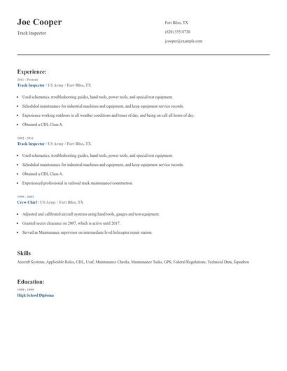 Track Inspector Resume