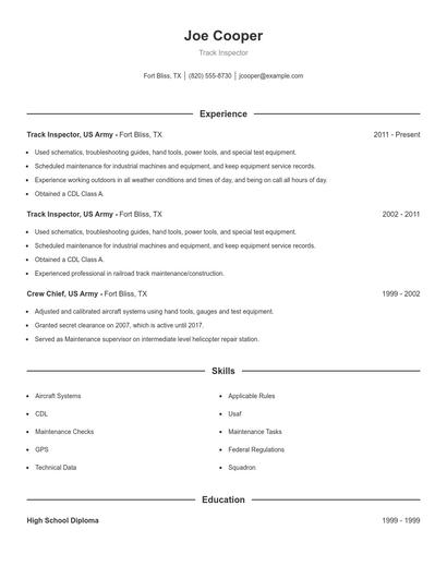 Track Inspector Resume