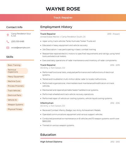 Track Repairer Resume