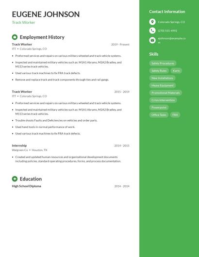 Track Worker Resume