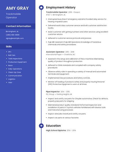 Trackmobile Operator Resume