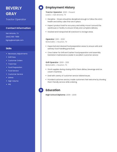 Tractor Operator Resume