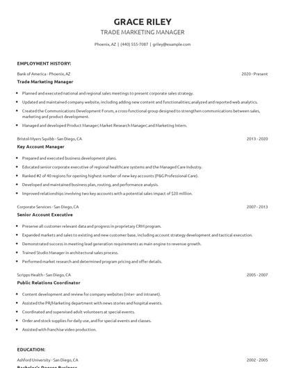 Trade Marketing Manager Resume