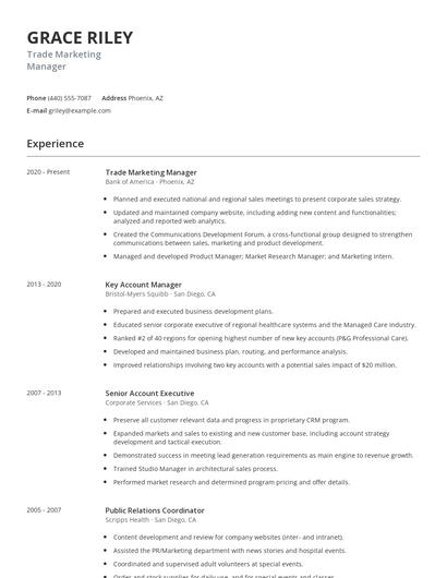 Trade Marketing Manager Resume