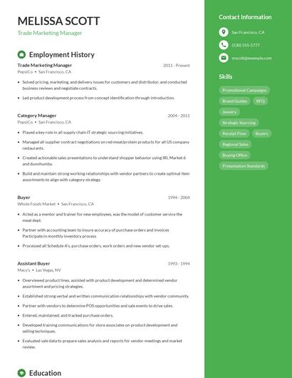 Trade Marketing Manager Resume