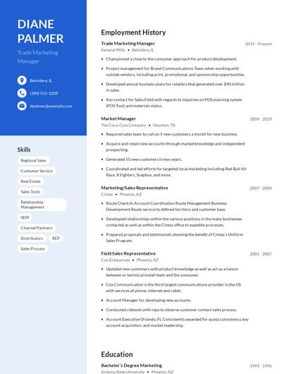 Trade Marketing Manager Resume