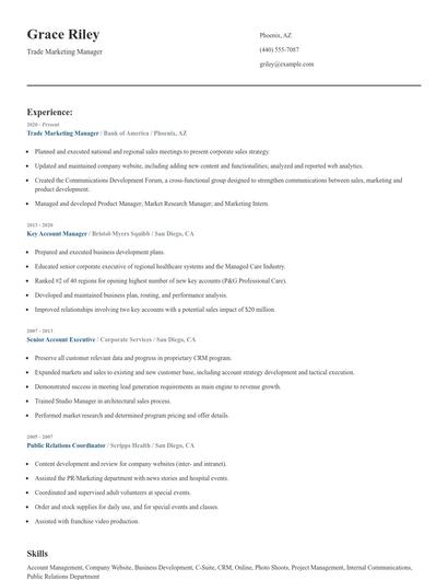 Trade Marketing Manager Resume