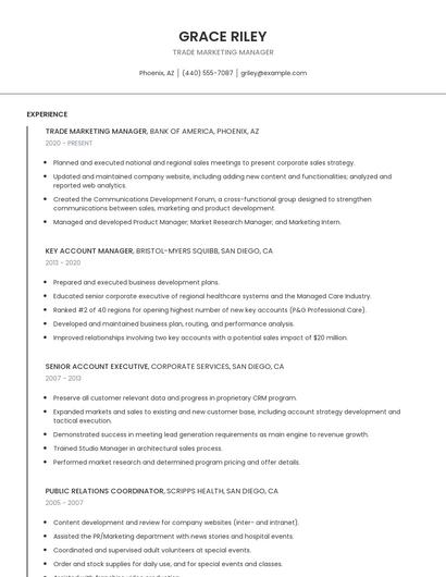 Trade Marketing Manager Resume