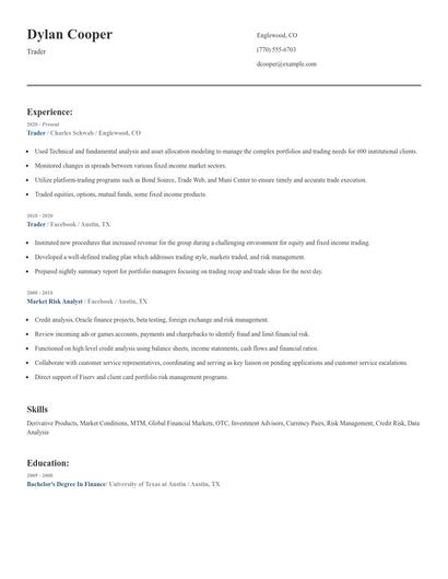 Trader Resume