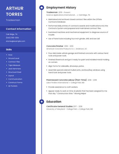 Tradesman Resume