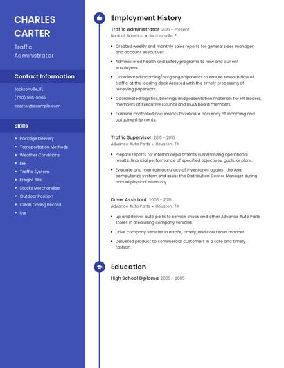 Traffic Administrator Resume