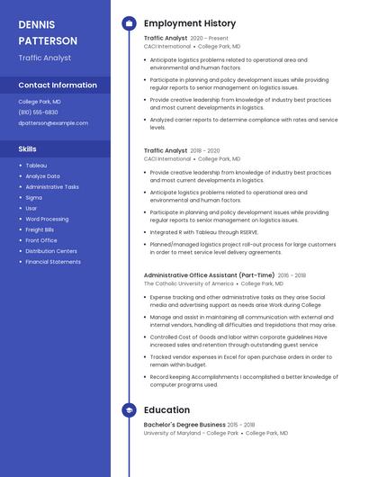 Traffic Analyst Resume