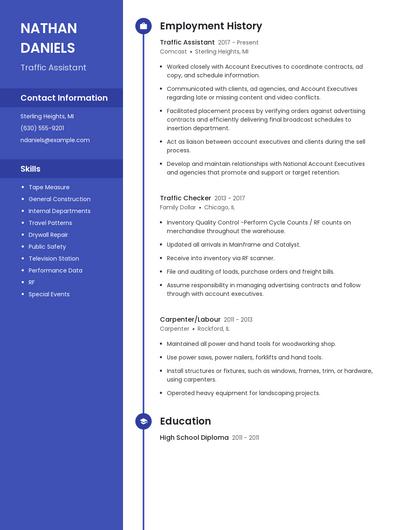Traffic Assistant Resume