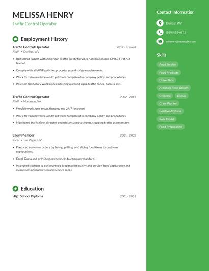 Traffic Control Operator Resume