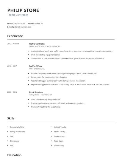 Traffic Controller Resume
