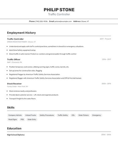 Traffic Controller Resume
