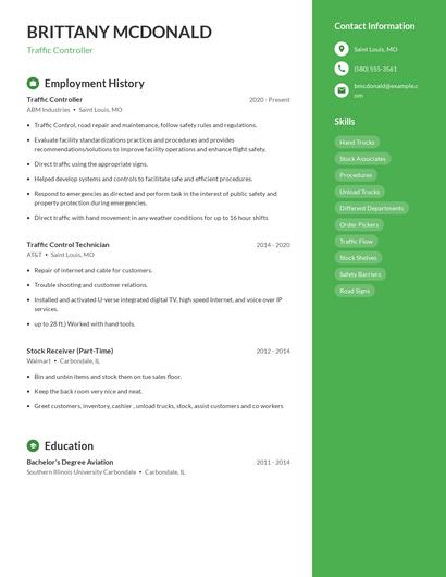 Traffic Controller Resume